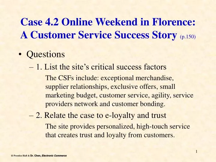 case 4 2 online weekend in florence a customer service success story p 150