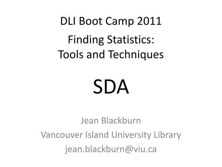 dli boot camp 2011 finding statistics tools and techniques