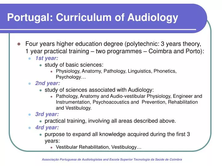portugal curriculum of audiology