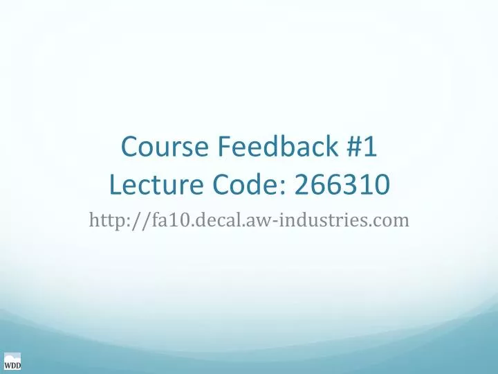 course feedback 1 lecture code 266310