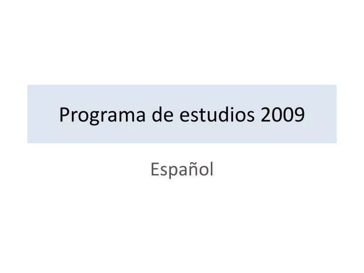 programa de estudios 2009