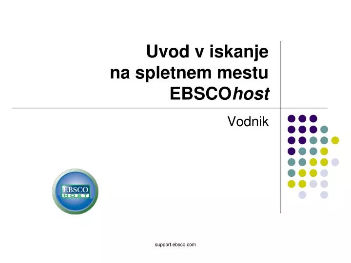 uvod v iskanje na spletnem mestu ebsco host