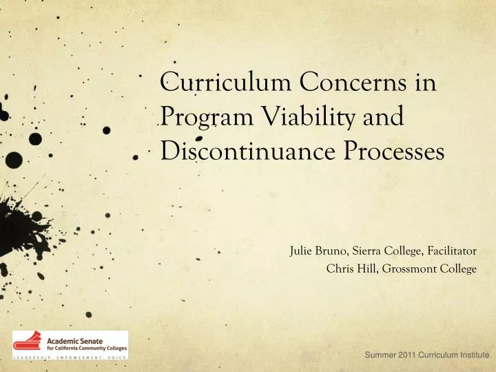 curriculum concerns in program viability and discontinuance processes