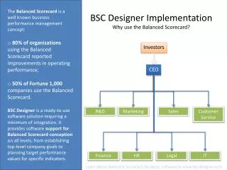 BSC Designer Implementation Why use the Balanced Scorecard?