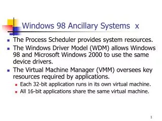 Windows 98 Ancillary Systems x