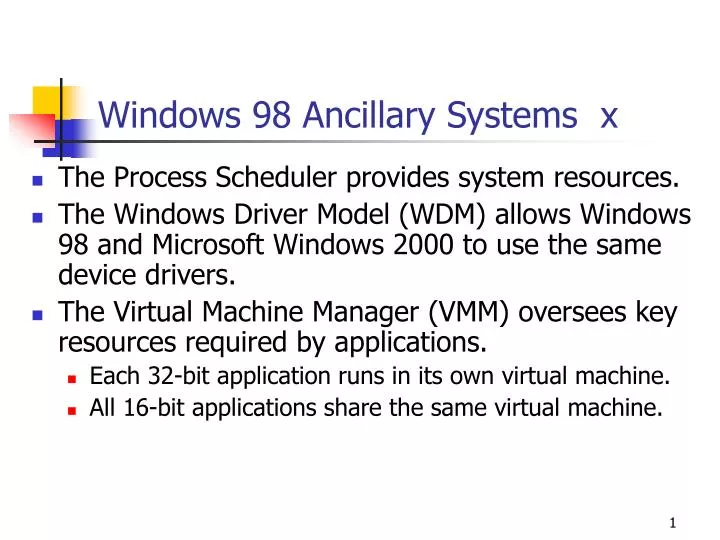 windows 98 ancillary systems x