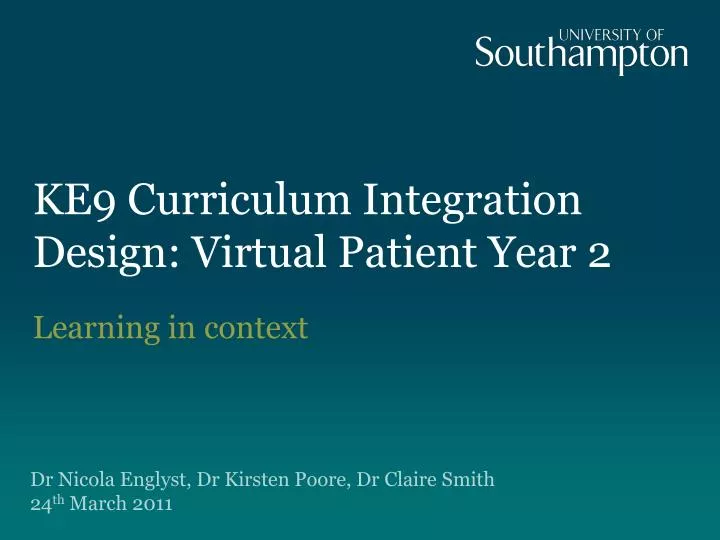 ke9 curriculum integration design virtual patient year 2