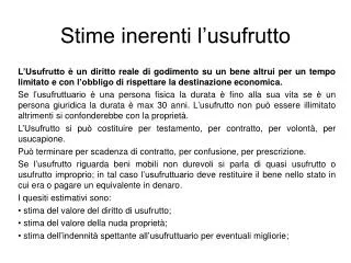 stime inerenti l usufrutto