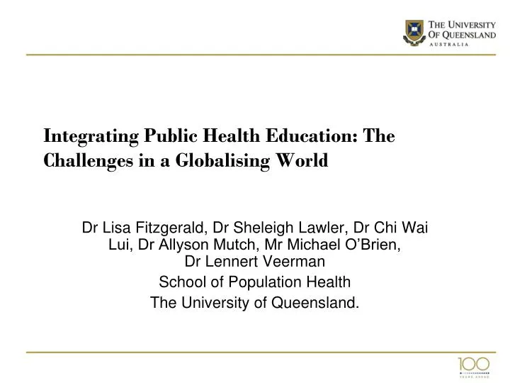 integrating public health education the challenges in a globalising world