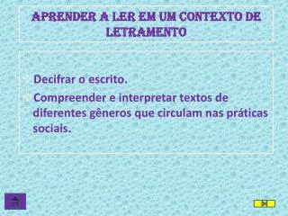 aprender a ler em um contexto de letramento