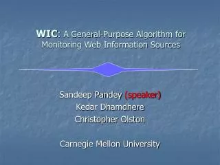 WIC : A General-Purpose Algorithm for Monitoring Web Information Sources