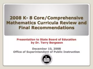 Big Picture Overview Instructional Materials Review and Recommendations
