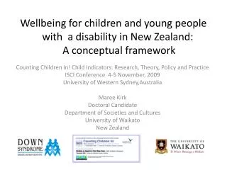 Wellbeing for children and young people with a disability in New Zealand: A conceptual framework