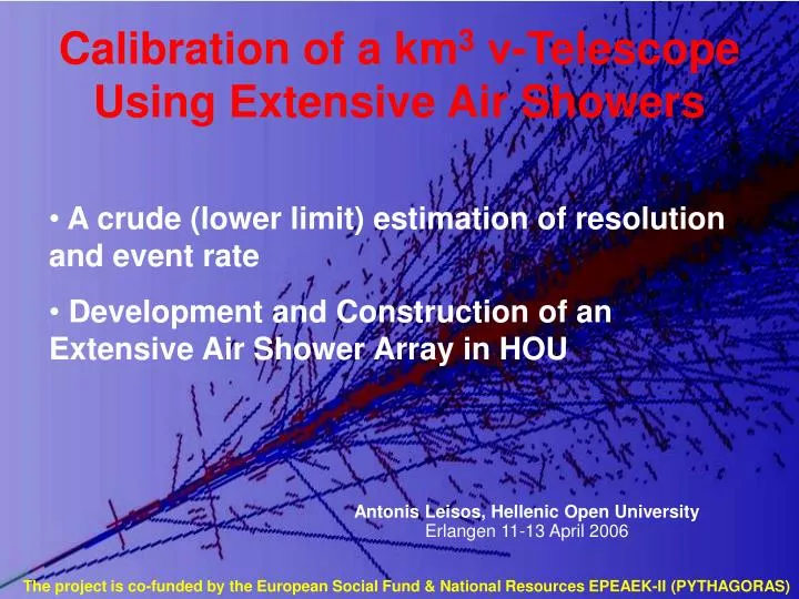 calibration of a km 3 telescope using extensive air showers