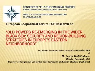 European Geopolitical Forum-EGF Research on: