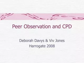 Peer Observation and CPD