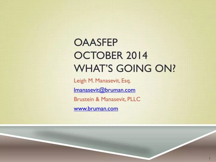 oaasfep october 2014 what s going on