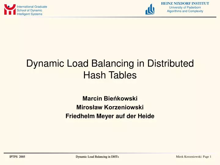 dynamic load balancing in distributed hash tables