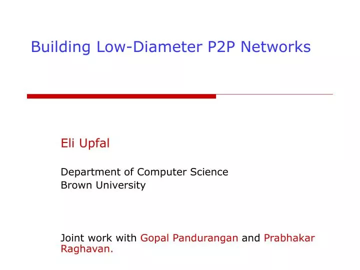 building low diameter p2p networks