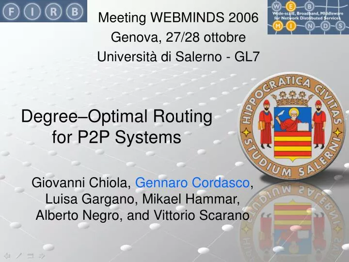 degree optimal routing for p2p systems