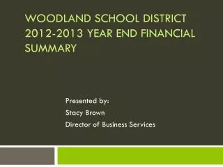 WOODLAND School District 2012-2013 Year End Financial Summary