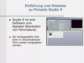 einf hrung und hinweise zu pinnacle studio 9