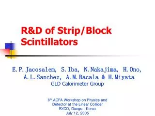 R&amp;D of Strip/Block Scintillators