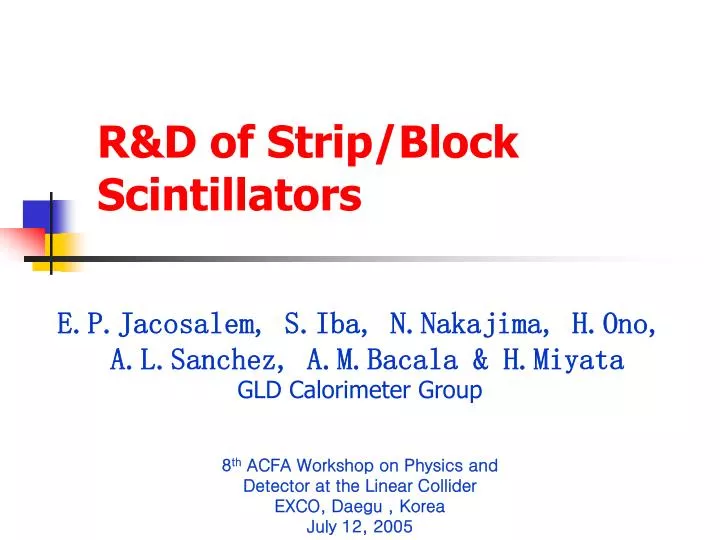 r d of strip block scintillators