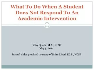 What To Do When A Student Does Not Respond To An Academic Intervention