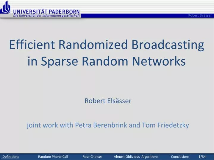 efficient randomized broadcasting in sparse random networks