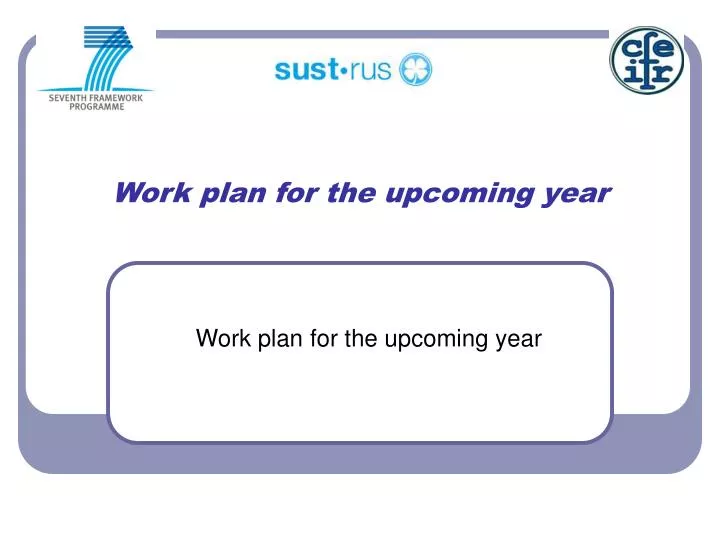 work plan for the upcoming year