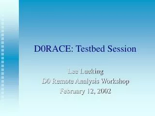 D0RACE: Testbed Session