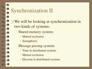 Synchronization II