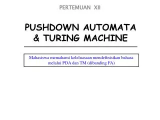 pushdown automata turing machine