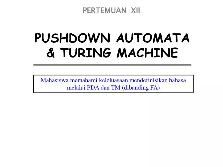 pushdown automata turing machine