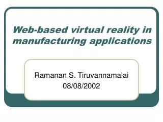 Web-based virtual reality in manufacturing applications