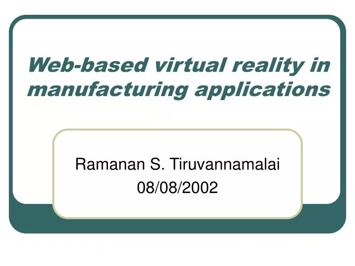 web based virtual reality in manufacturing applications