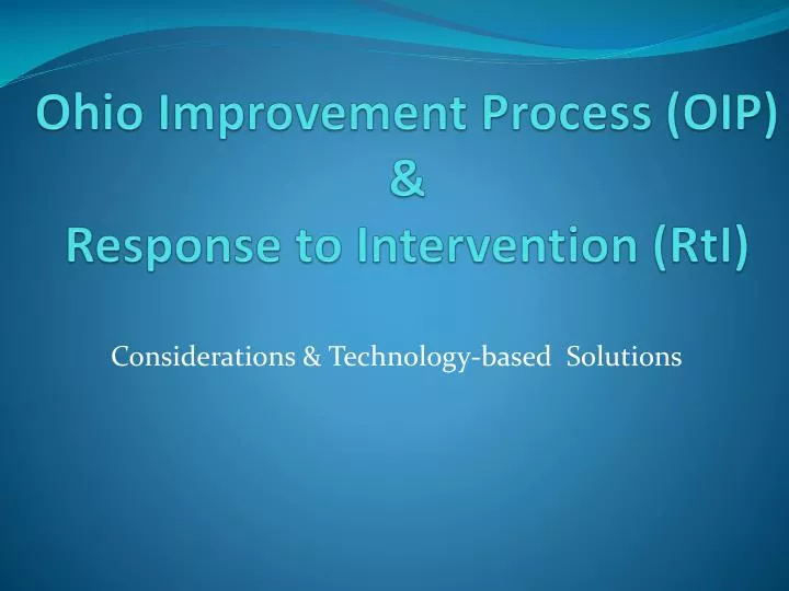 ohio improvement process oip response to intervention rti