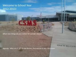 Welcome to School Year 2012-2013!