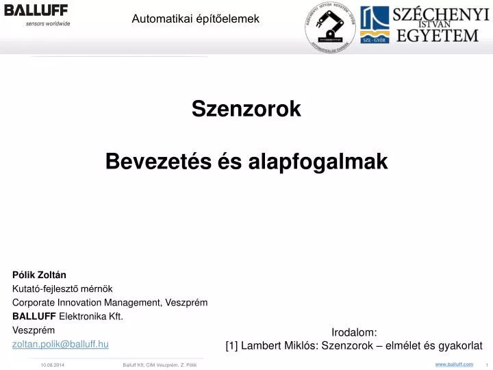 szenzorok bevezet s s alapfogalmak