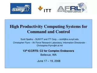 High Productivity Computing Systems for Command and Control
