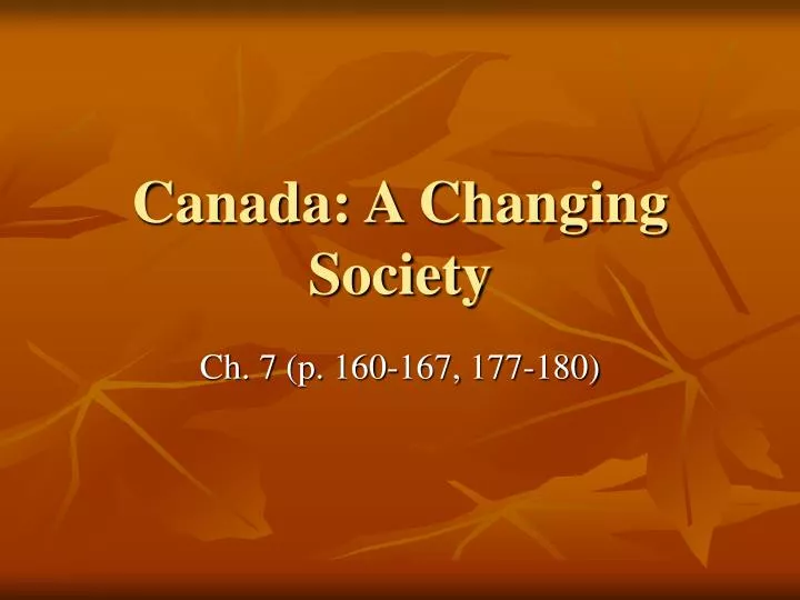 canada a changing society