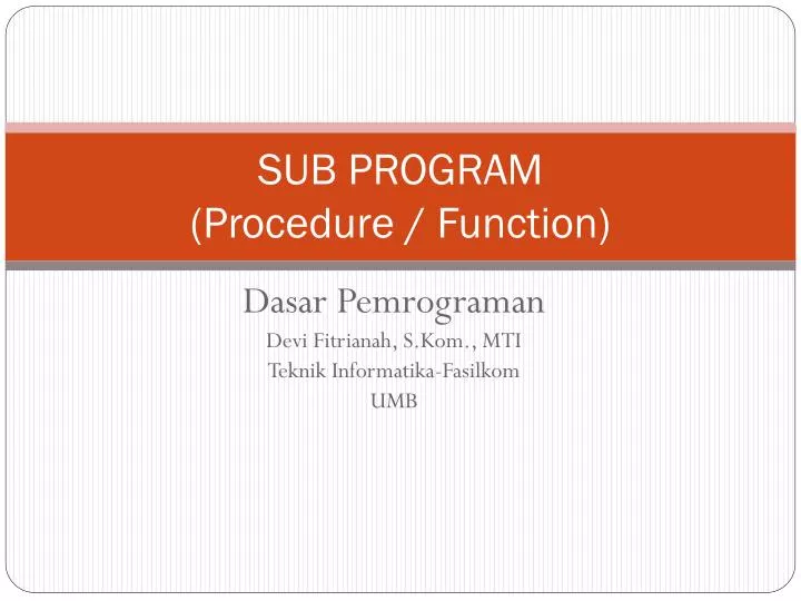 sub program procedure function