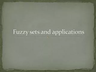 fuzzy sets and applications