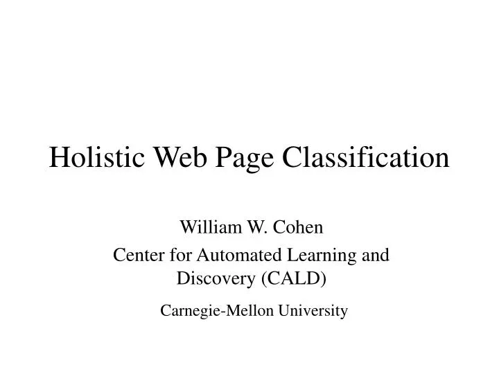 holistic web page classification