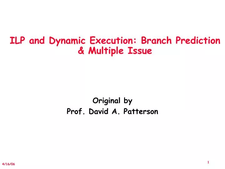 ilp and dynamic execution branch prediction multiple issue