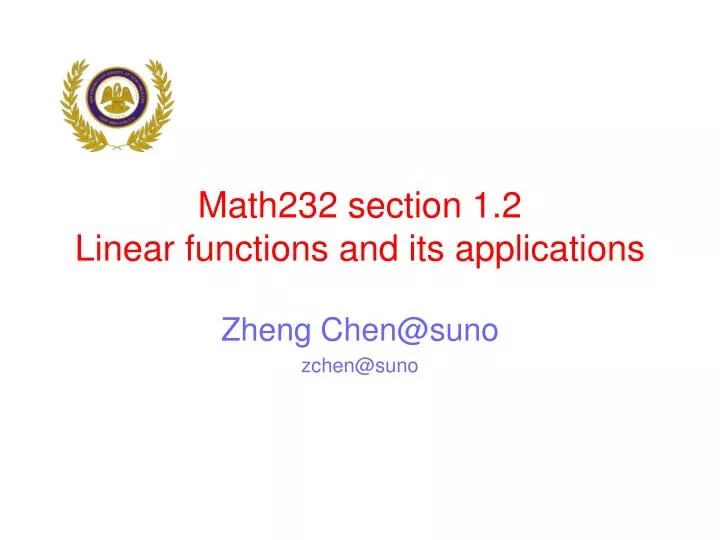 math232 section 1 2 linear functions and its applications