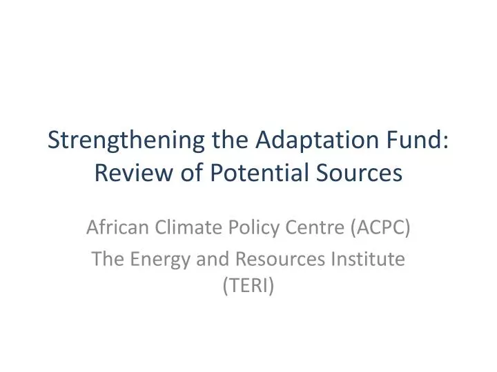 strengthening the adaptation fund review of potential sources