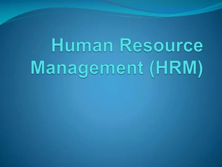 human resource management hrm