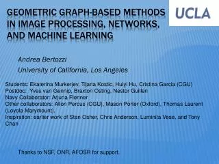 Geometric graph-based methods in image processing, networks, and machine learning